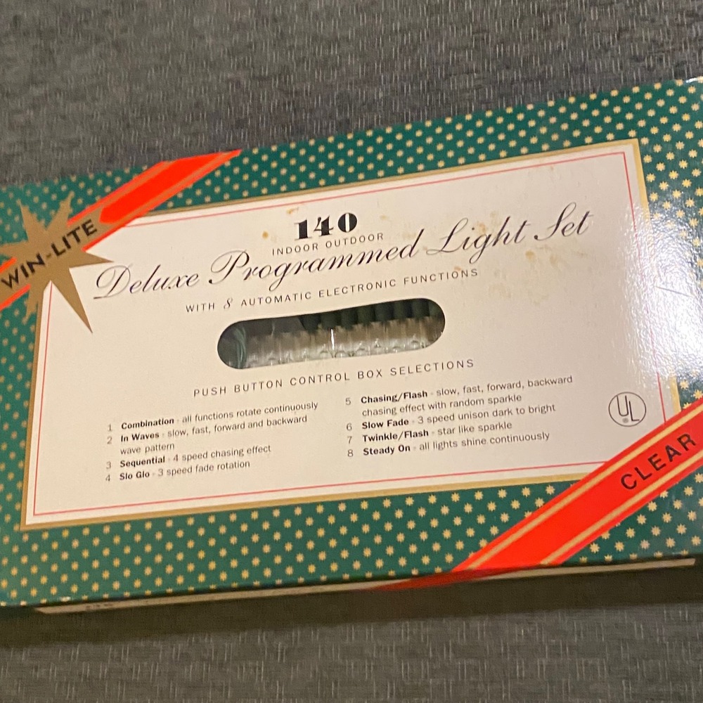 Win-Lite Deluxe Programmed Light Set 140 Clear Indoor Outdoor NOS 8 Functions